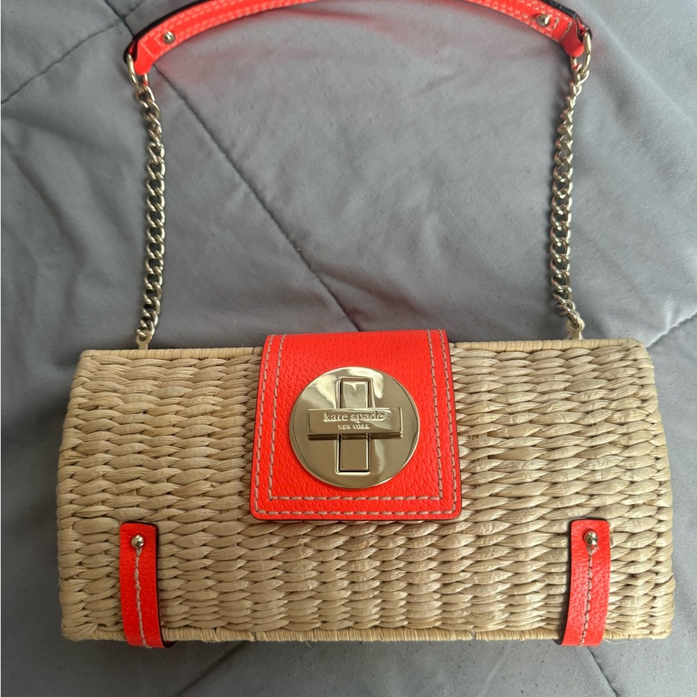 Kate Spade Woven Clutch with Orange Accents